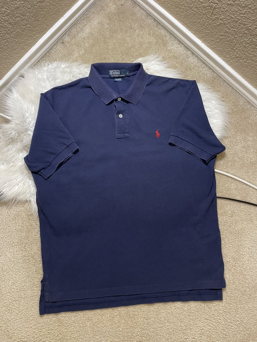 Vintage 90’s Polo Ralph Lauren Navy Collared Polo Shirt Men’s Size L